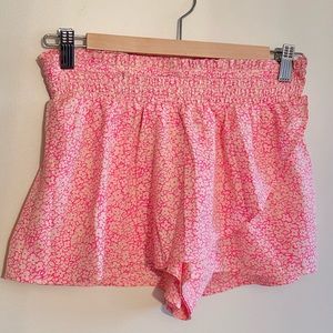 AERIE Neon pink and white floral flowy shorts XS